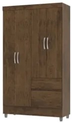 Guarda Roupa Solteiro 103cm 4 Portas Mayra Imbuia Rústico V02 - Mpozen