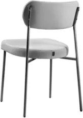 Cadeira Jantar Estofada Pé Metal Preto Kit 4 Lavy Linho Cinza S08 - Mp