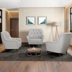 Poltrona Decorativa para Sala de Estar com Capitonê Pietà Z32 Linho Ci
