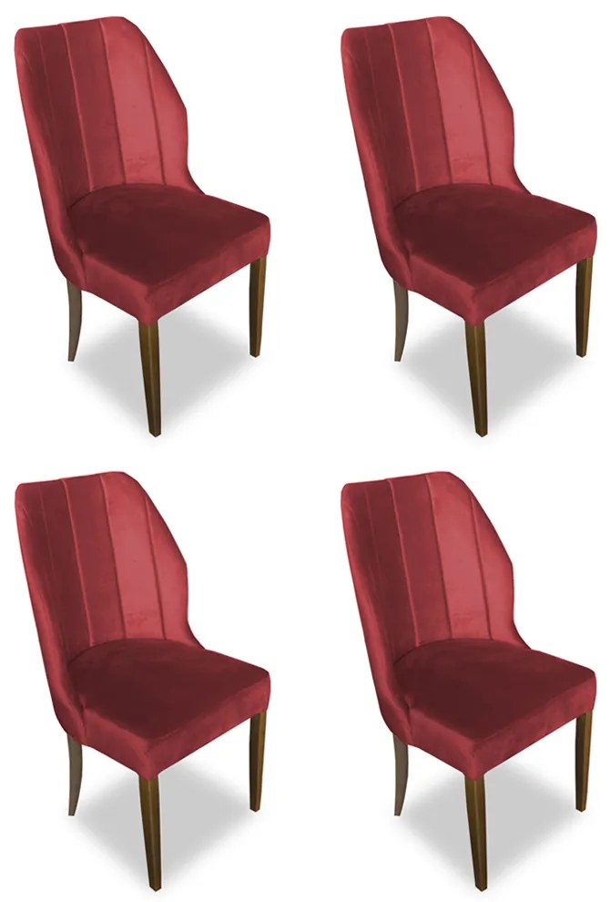 Kit 4 Cadeiras De Jantar Safira Suede Vermelho