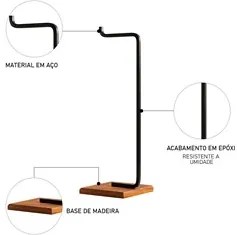 Lixeira e Porta Papel Higiênico com Base de Madeira Glam D09 Preto - M