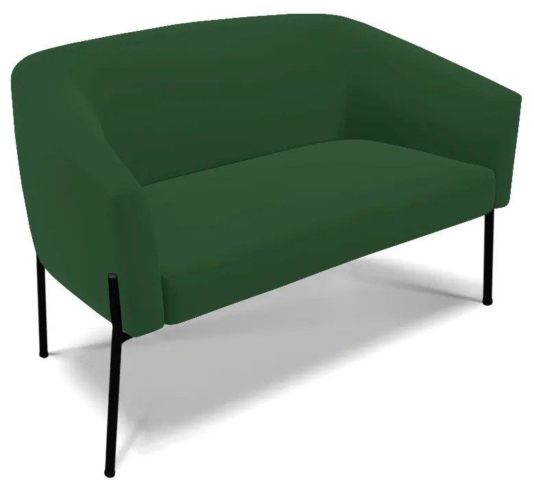 Namoradeira e 2 Poltronas Pé de Ferro Preto Stella Veludo D03 - D'Rossi - Verde