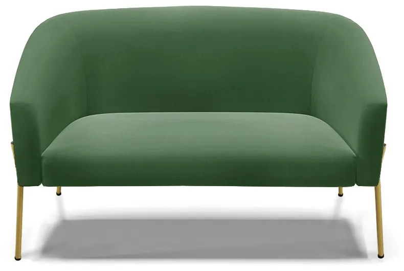 Sofá 2 Lugares Namoradeira Pé de Ferro Dourado Stella Suede D03 - D'Rossi - Verde