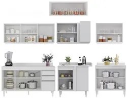 Armário de Cozinha Modulado de Canto 7 Peças CP23 Balcão com Tampo Bra