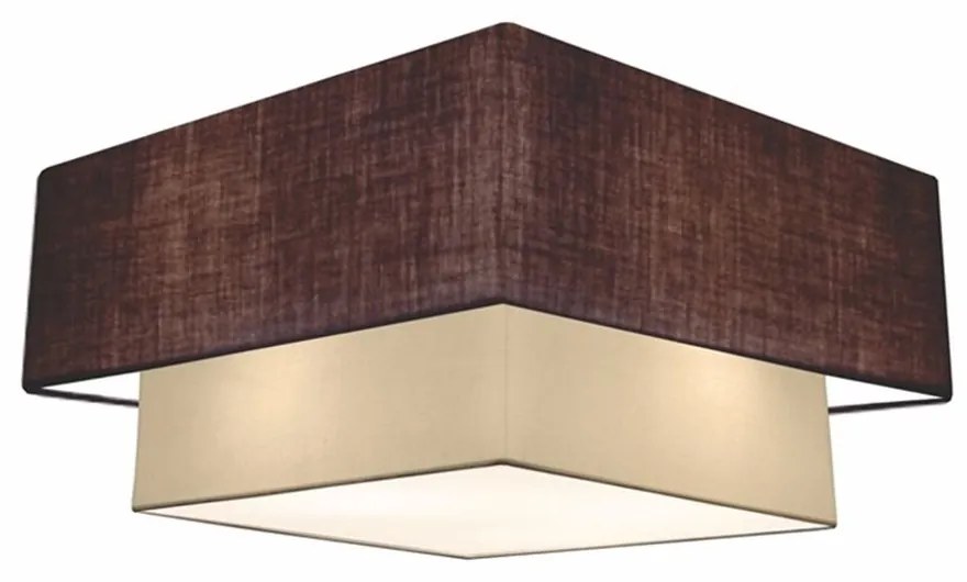 Plafon Duplo Quadrado Md-3022 Cúpula em Tecido 25/50x35cm Café / Bege - Bivolt