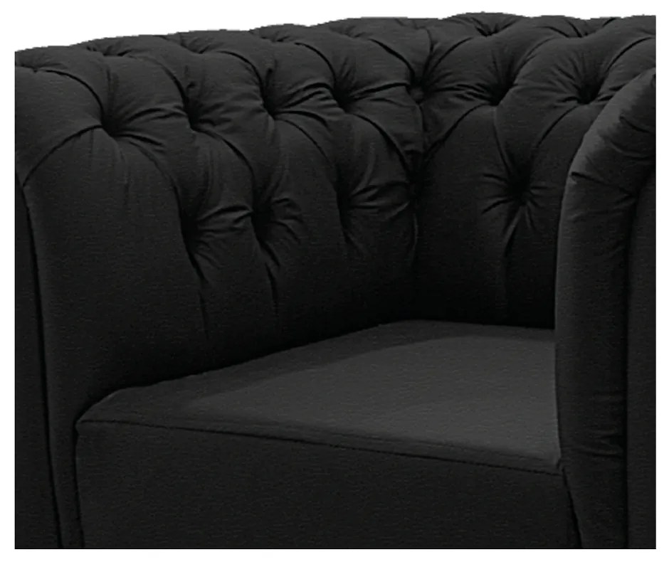 Poltrona Decorativa Chesterfield Ana Corano Preto - ADJ Decor