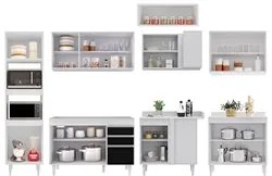 Armário de Cozinha Modulada de Canto 8 Peças CP01 Balcão Branco/Preto