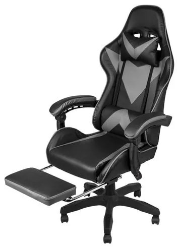 Cadeira Gamer Hawker em Courino Preto e Cinza - 61951 Sun House
