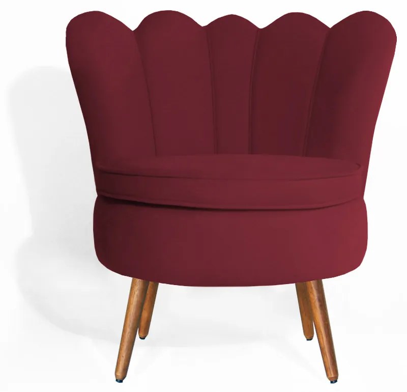 Poltrona Decorativa Dália Pés Palito Veludo Bordô