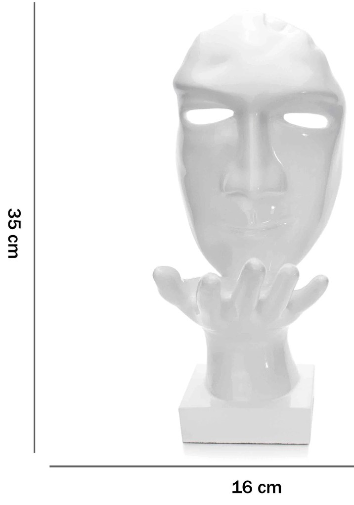 Máscara Sopro Decorativa Branco Em Cerâmica 35x16x20 Cm - D'Rossi