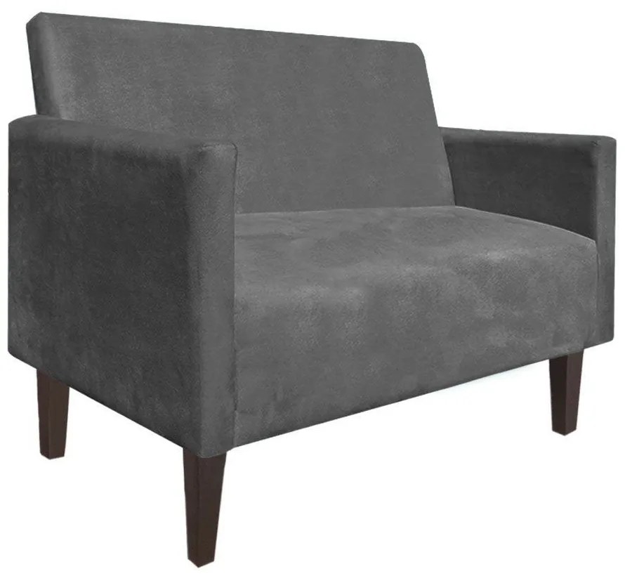 Namoradeira Jade 02 Lugares Suede Grafite Pés Chanfrado Tabaco - D'Rossi