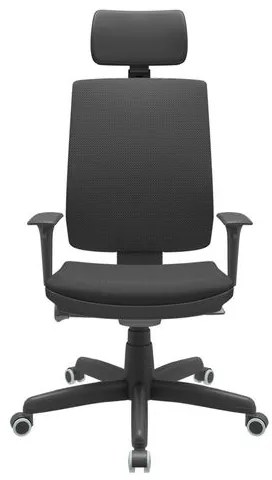 Cadeira Office Brizza Soft Aero Preto Autocompensador Com Encosto Cabeça Base Standard 126cm - 63450 Sun House