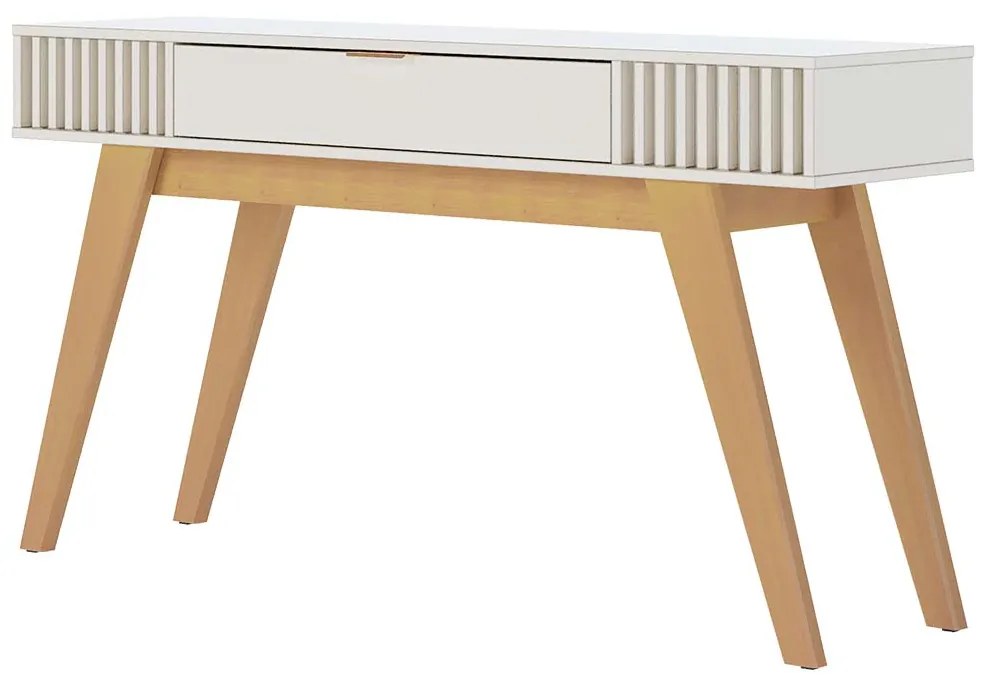 Aparador Decorativo 136cm Ripado com Gaveta Itacaré Off White G73 - Gran Belo