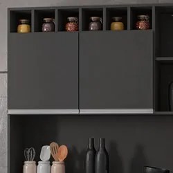 Kit Cozinha Compacta 130cm Com 6 Portas 1 Gaveta  Alice Cinza Escuro -