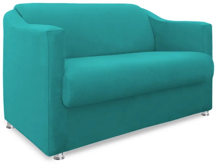 Namoradeira Cecilia 2 Lugares Suede Azul Tiffany 1,20 m Decorativa Sala Recepção