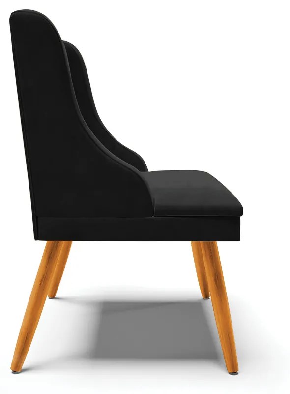 Kit 10 Cadeiras de Jantar Liz Suede Pes Palito Castanho D03 - D'Rossi - Preto