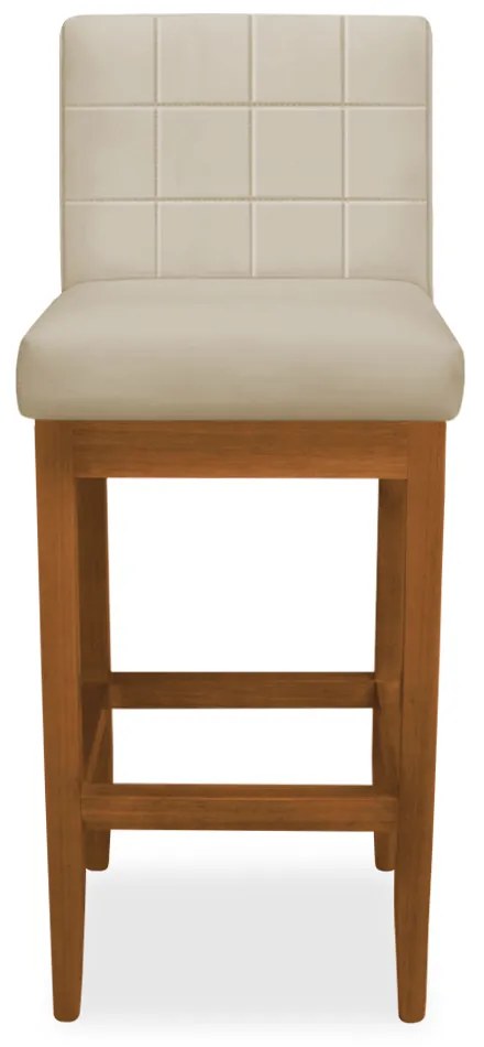 Banqueta Alta Sueli Base Madeira Maciça Estofada Suede Nude