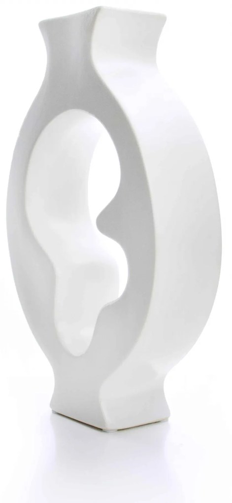 Vaso Decorativo em Cerâmica Vazado Branco 29x19 cm - D'Rossi