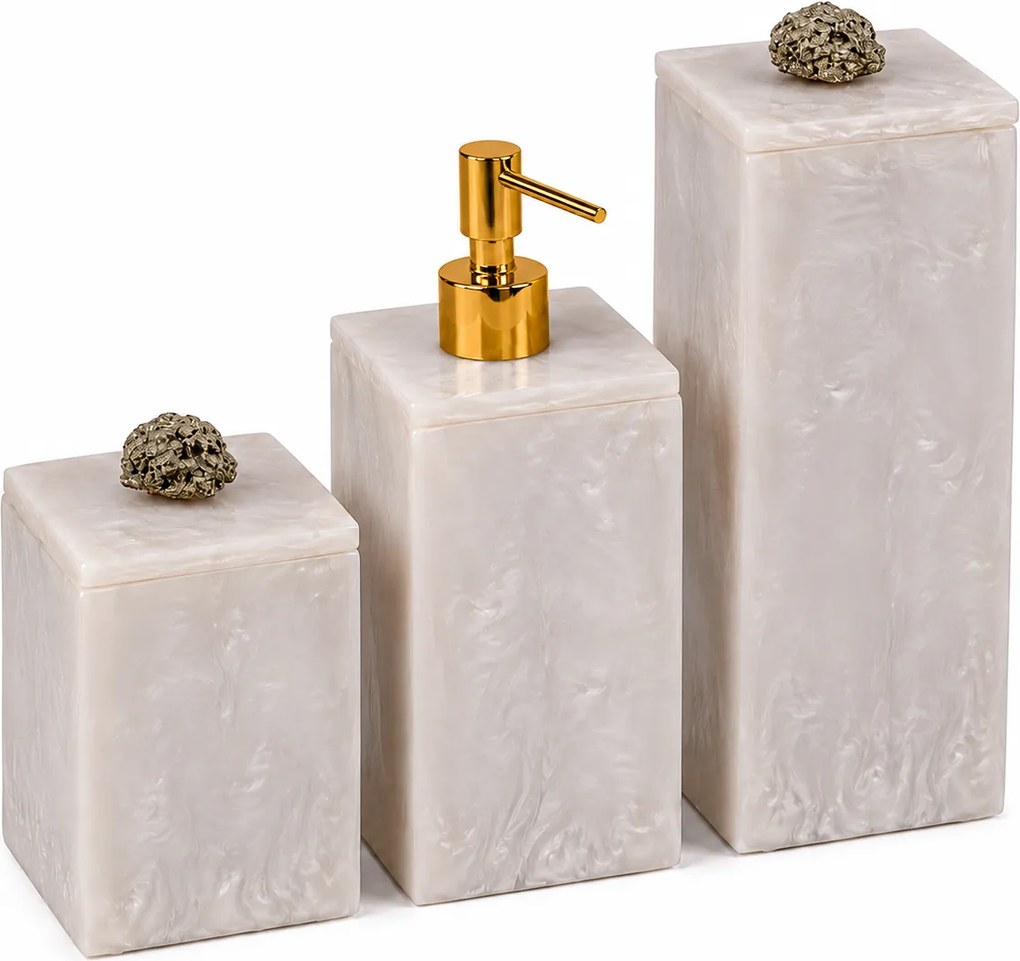 Conjunto 3 pçs Naturalle Pirita - Madrepérola  Gold