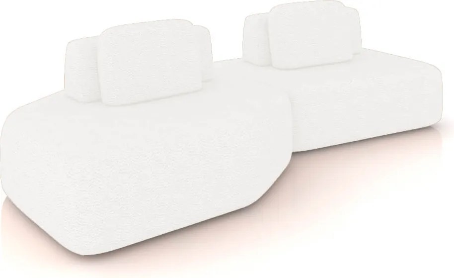 Sofá 2 Lugares Orgânico com Chaise e 1 Módulo Central Berlim Bouclê Off White K01 - D'Rossi