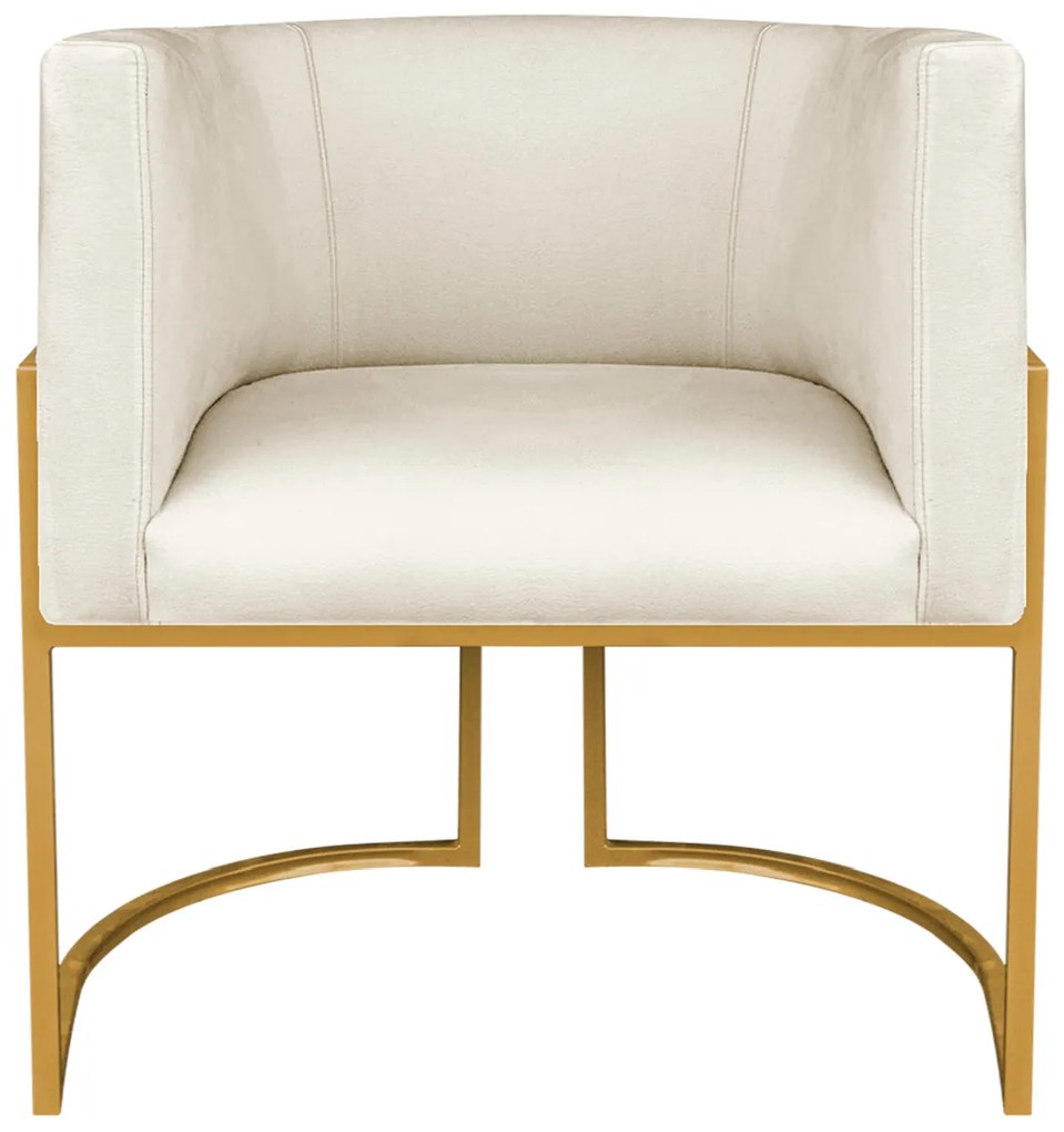 Poltrona Dália Luxo Moderna Estofada Design Sofisticado com Base de Ferro Dourado Corano