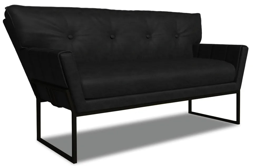 Sofá Namoradeira 2 Lug Industrial Pto Anitta Sintético PU D03 - D'Rossi - Preto