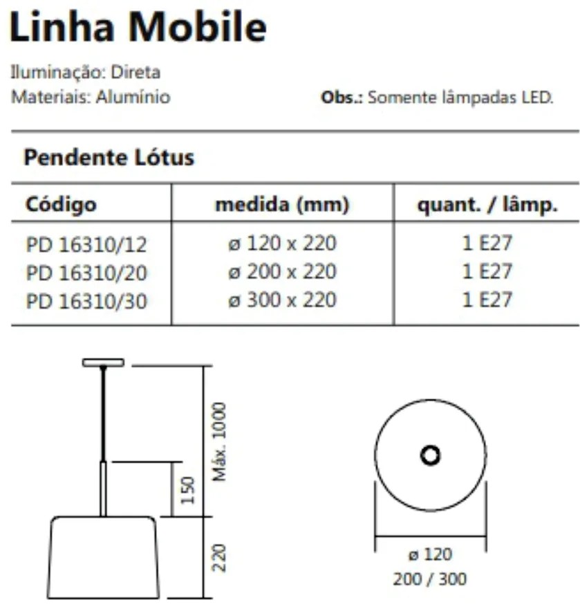 Pendente Mobile Ø12X22Cm 1Xe27 S/ Difusor C/ Haste De 15Cm | Usina 163... (BT - Branco Texturizado)