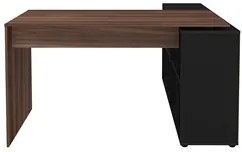 Mesa Escrivaninha em L Eron e Estante Livreiro Maly A06 Ipê/Preto - Mp