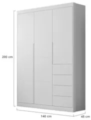 Guarda Roupa Infantil 3 Portas 4 Gavetas Lilly Z39 Branco - Mpozenato