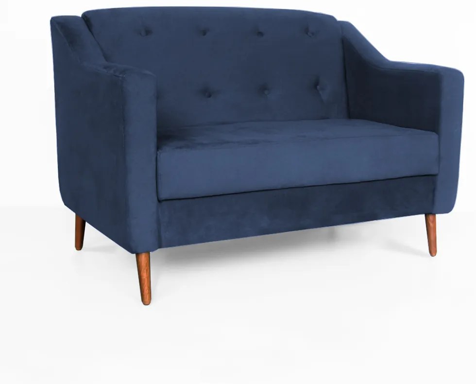 Namoradeira Bruna 1,20 m 2 Lugares Pés Palito Suede Azul Marinho