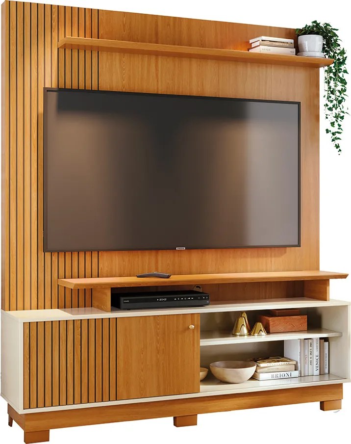 Estante de TV 65 Pol 160cm com Pés para Sala Quirel Cumaru M20 - D'Rossi