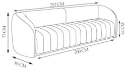 Sofá Living Decorativo 3 Lugares 252cm Meris Z32 Veludo Marrom - Mpoze