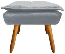 Puff Decorativo Sala de Estar Pés Palito Opla Suede Cinza - Ibiza