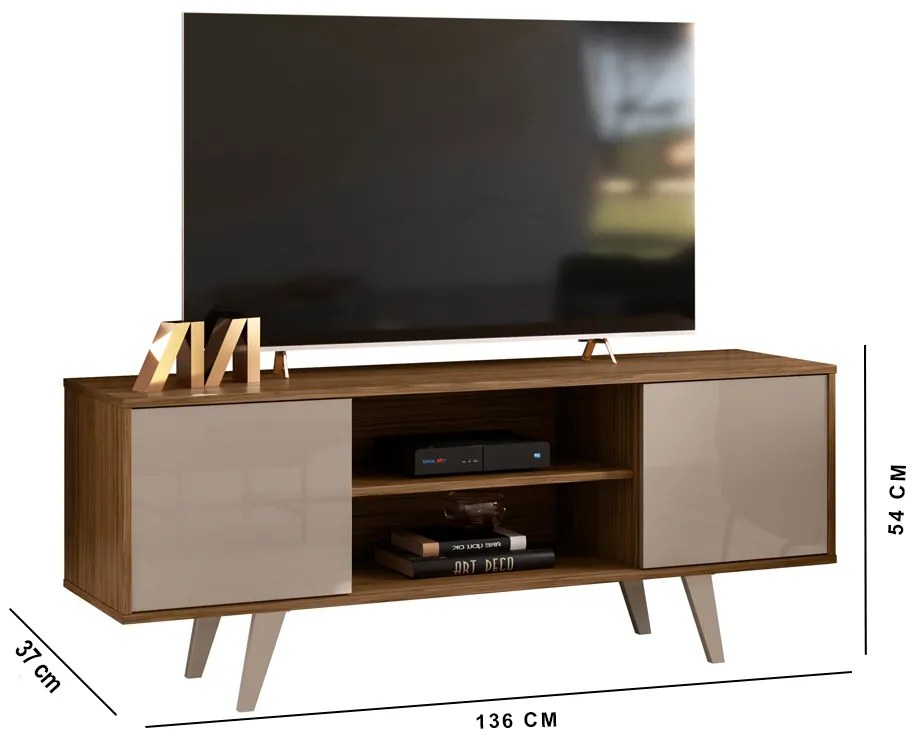 Rack TV 50 Pol 136cm Bancada para Sala Korelli M20 - D'Rossi - Fendi e Naturale