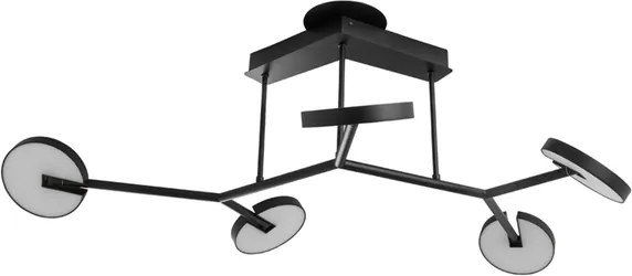Plafon Led Sobrepor Metal Alum&amp;#xED;nio Preto 55w 3000k Luna
