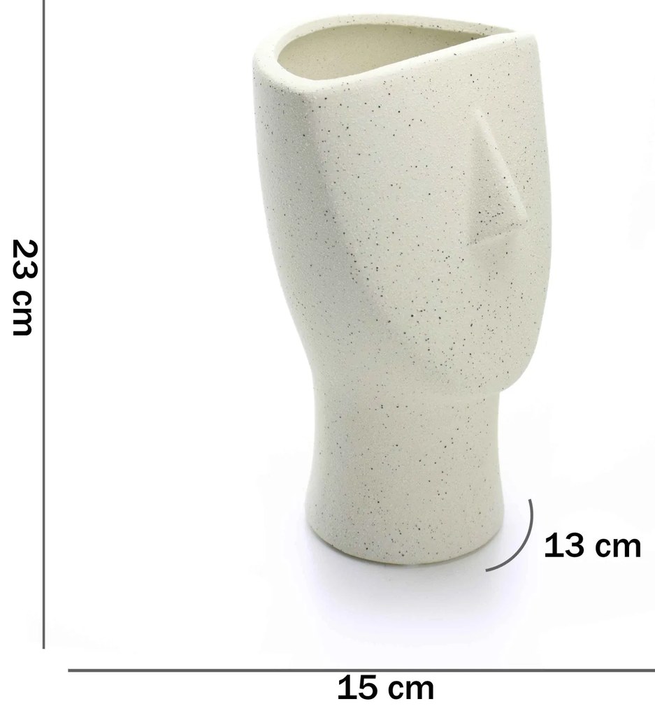 Vaso Decorativo Rosto Areia Em Cerâmica 23x15 Cm - D'Rossi