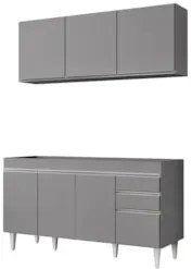 Armário Cozinha e Balcão Para Pia 150cm Marrocos Cinza      - Lumil