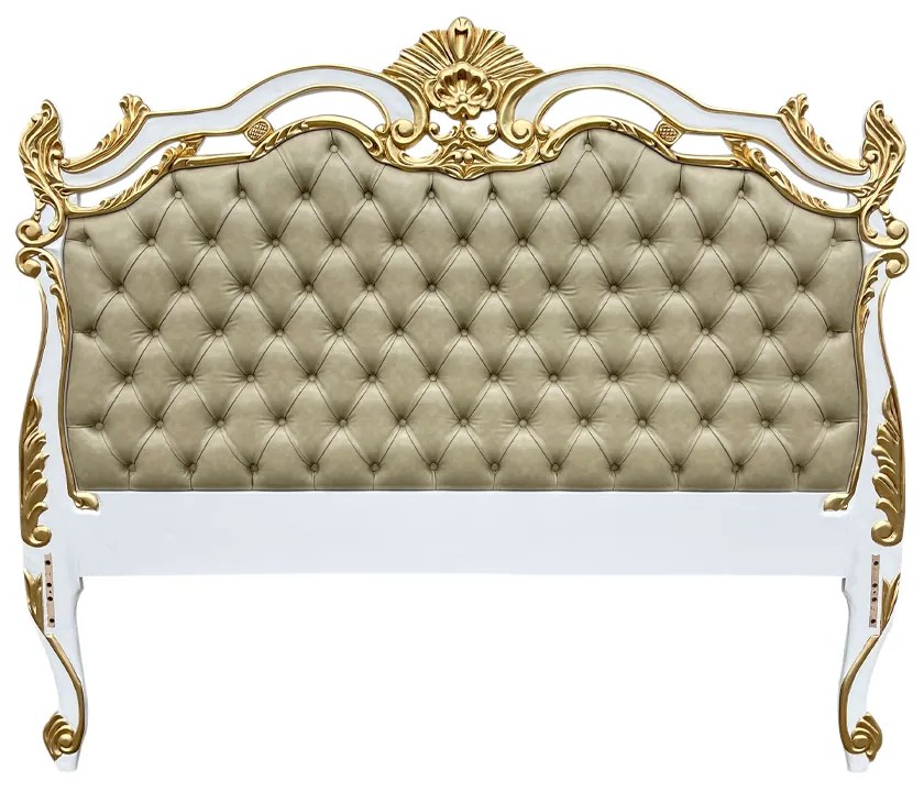 Cabeceira de Cama Versalhes Luxo Detalhes Capitonê Madeira Maciça Entalhada Design de Luxo Peça Artesanal
