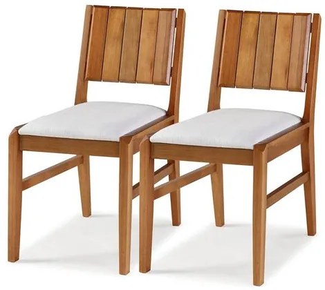 Kit 2 Cadeiras Salvador Verniz Jatoba Estofada 43cm - 60332 Sun House