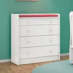 Cômoda Infantil Trocador Doce Sonho 4 Gavetas Branco - Qmovi