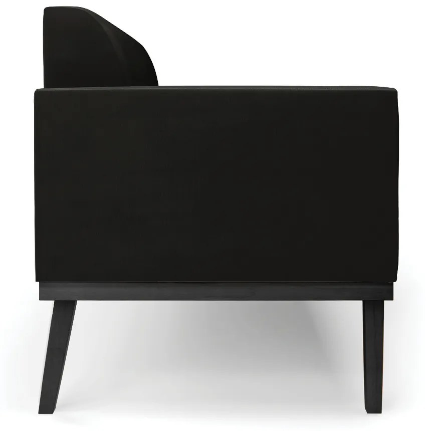 Sofá Namoradeira Base de Madeira Fixa Preto Marisa Suede  D03 - DRossi - Preto