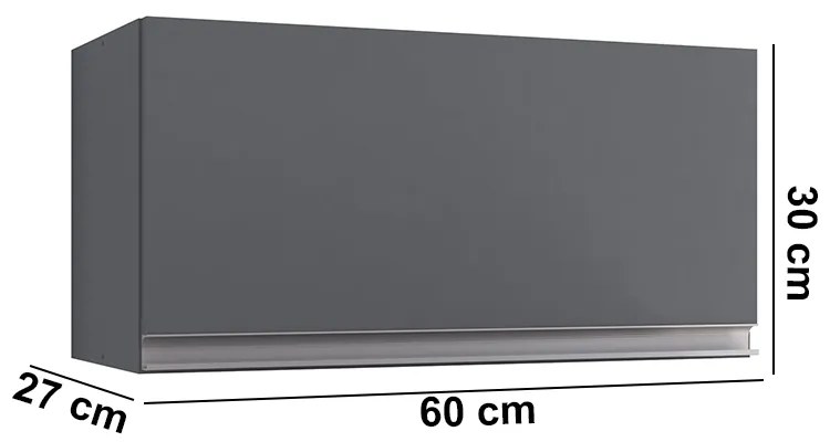 Armário Cozinha Aéreo Geladeira 60cm Basculante Leticia A01 - D'Rossi - Cinza