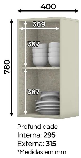 Armário Aéreo Cozinha 1 Porta 40 cm