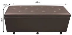 Calçadeira Baú Casal 140cm Estofada Liz S05 Sintético Marrom - Mpozena