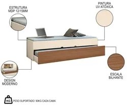 Quarto Infantil Modulado 2 Portas Com Bicama Chiara Off White/Carvalho