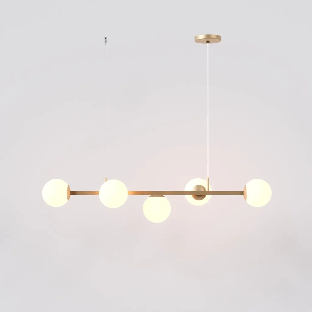 Pendente Jabuticaba Linear Small Retângular 26X20X98Cm Alumínio E Glob... (COBRE, FOSCO)
