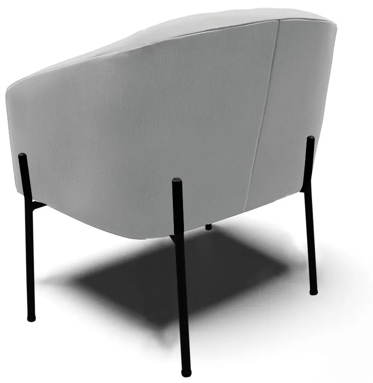 Poltrona Sala Decorativa Pé de Ferro Preto Kit 2 Stella Suede D03 - D'Rossi - Cinza