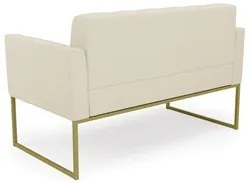 Sofá Namoradeira e 2 Poltronas Base Industrial Dourado Ana Linho Bege