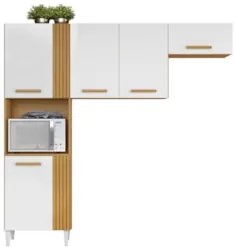 Armário de Cozinha 210cm Com Tampo Hanna Cinamomo/Branco A15  - Mpozen