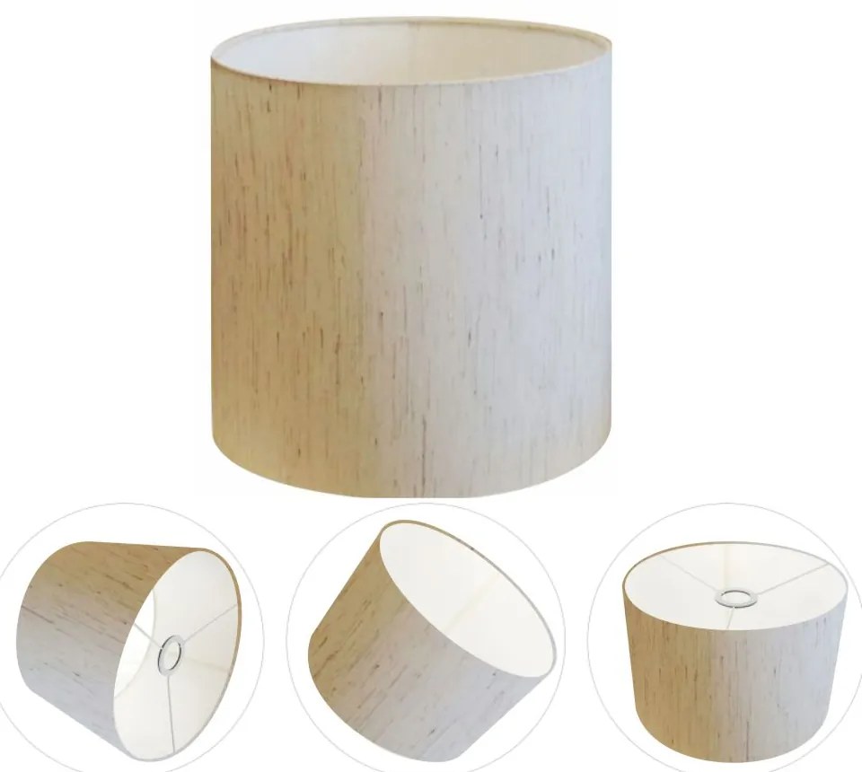 Cúpula Abajur Cilíndrica Cp-7007 Ø20x22cm Linho Bege